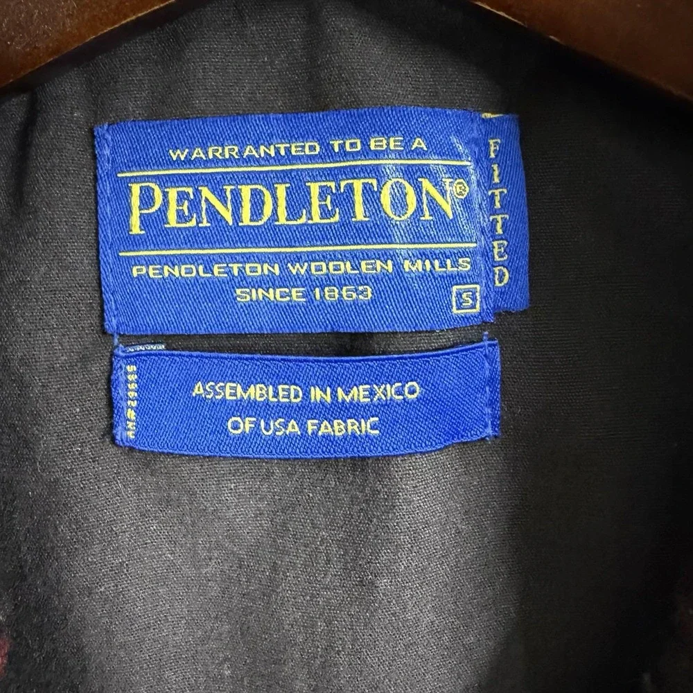 Vintage Pendleton Fitted Pure Virgin Wool Blazer Red‎ Tartan Plaid USA Made Sz S